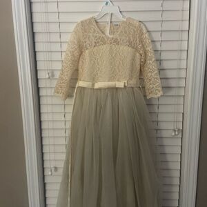 Elegant Cream Lace Kids Dress